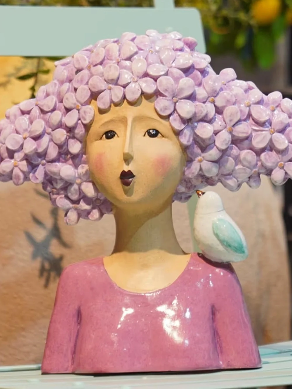 Dilicoming Modern Art Floral Head Statue Garden Bust